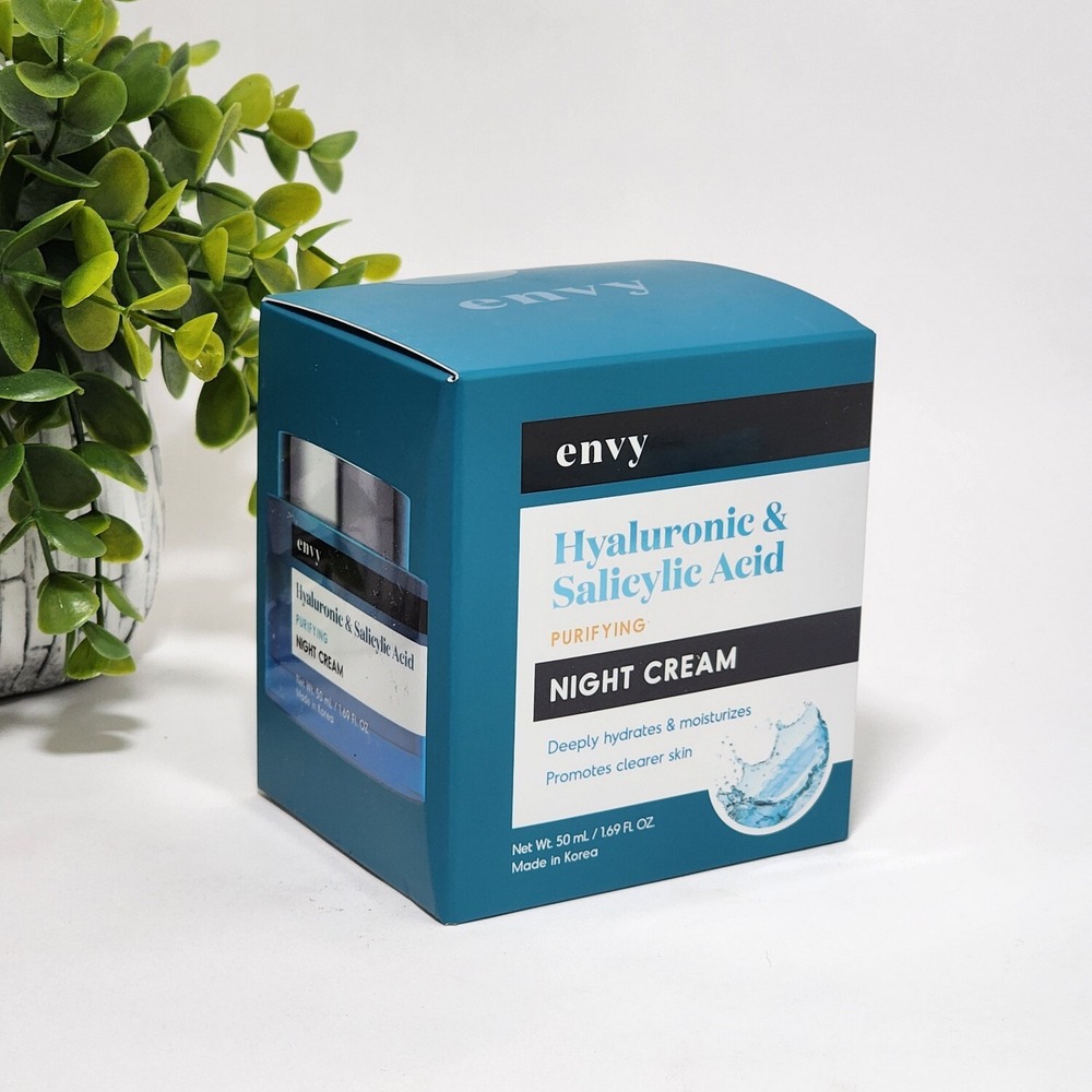 Envy Hyaluronic & Salicylic Acid Purifying Night Cream Clearer Skin 1.69 fl oz